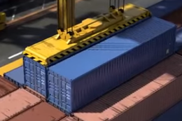 Suspicious Looking Shipping Containers being loaded onto a ship.